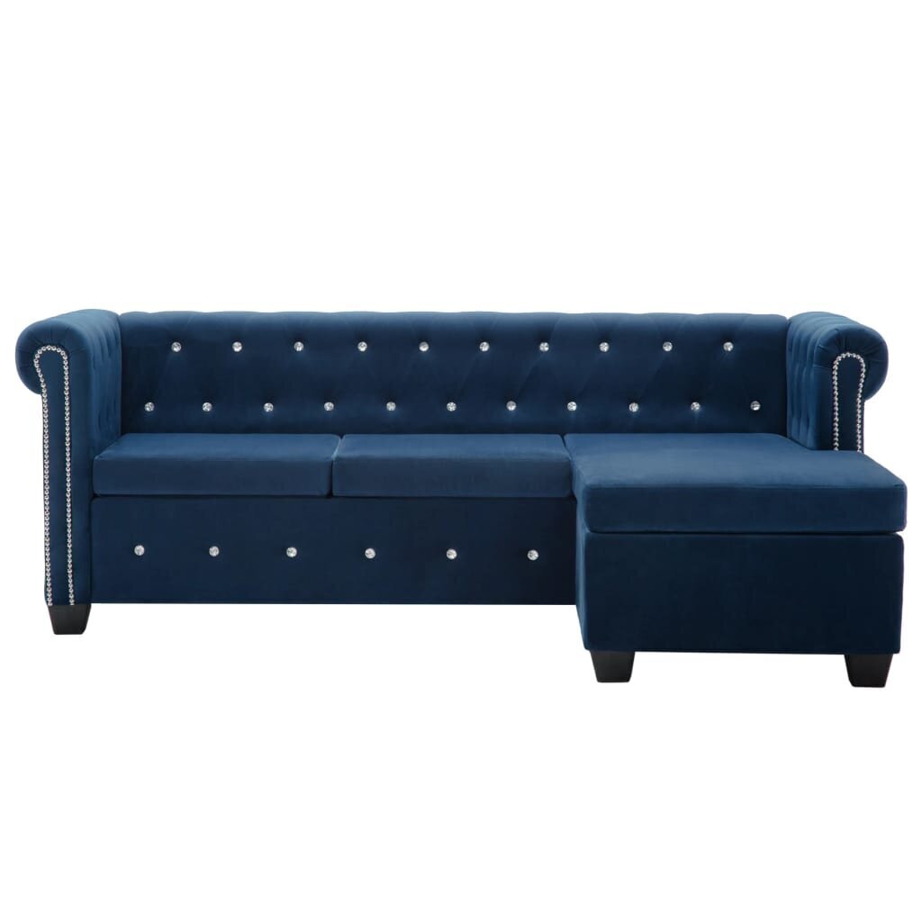 Sofa Chesterfield 199x142x72 cm, mėlyna kaina ir informacija | Sofos | pigu.lt