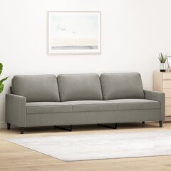 Trivietė sofa, Aksomas, 210cm, šviesiai pilka kaina ir informacija | Sofos | pigu.lt