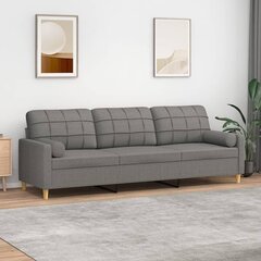 Trivietė sofa vidaXL, tamsiai pilka kaina ir informacija | Sofos | pigu.lt