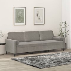 Trivietė sofa su pagalvėmis vidaXL, šviesiai pilka цена и информация | Диваны | pigu.lt