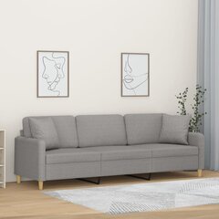 Trivietė sofa su pagalvėmis vidaXL, šviesiai pilka цена и информация | Диваны | pigu.lt