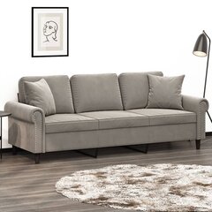 Trivietė sofa vidaXL, šviesiai pilka kaina ir informacija | Sofos | pigu.lt