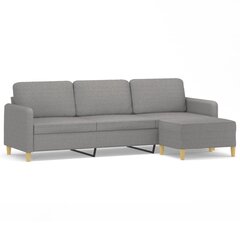 Trivietė sofa su pakoja, Audinys, 210cm, šviesiai pilka цена и информация | Диваны | pigu.lt