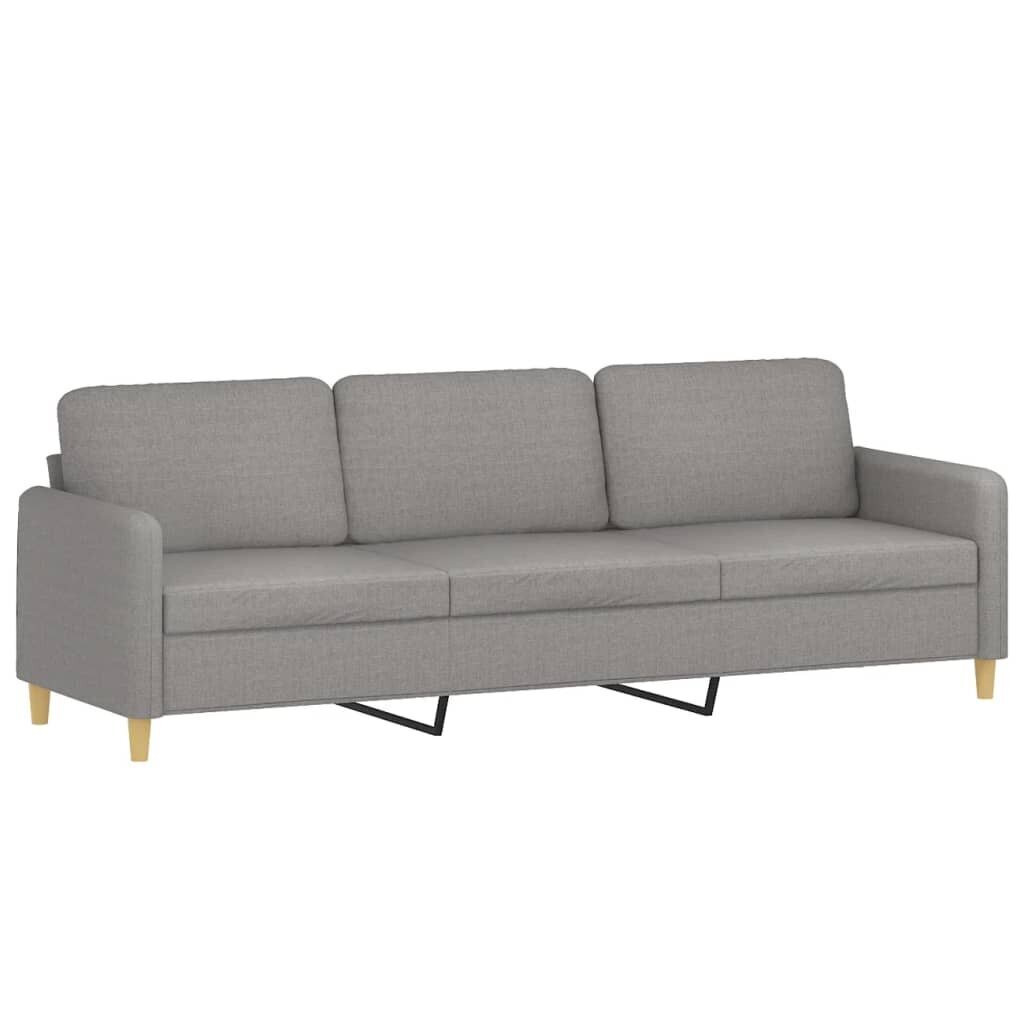 Trivietė sofa su pakoja, Audinys, 210cm, šviesiai pilka цена и информация | Sofos | pigu.lt