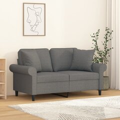 Dvivietė sofa su pagalvėmis vidaXL, tamsiai pilka цена и информация | Диваны | pigu.lt