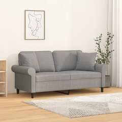 Dvivietė sofa su pagalvėmis vidaXL, šviesiai pilka цена и информация | Диваны | pigu.lt