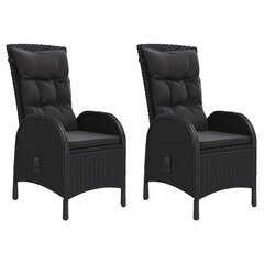 vidaXL Lauko kėdės, 2vnt., juodos spalvos, poliratanas kaina ir informacija | Lauko kėdės, foteliai, pufai | pigu.lt