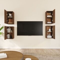 TV spintelės, Mediena, 4vnt., 30,5x30x60cm, ruda ąžuolo spalva цена и информация | Шкафчики в гостиную | pigu.lt