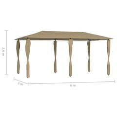 Pavėsinė su stulpų uždangalais, taupe, 3x6x2,6m, 160g/m² kaina ir informacija | Pavėsinės | pigu.lt