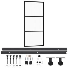 Stumdomos durys su įrangos rinkiniu, 90x205cm, ESG ir aliuminis kaina ir informacija | Vidaus durys | pigu.lt