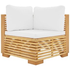 vidaXL Kampinė sodo sofos dalis su kreminėmis pagalvėlėmis, tikmedis kaina ir informacija | Lauko kėdės, foteliai, pufai | pigu.lt