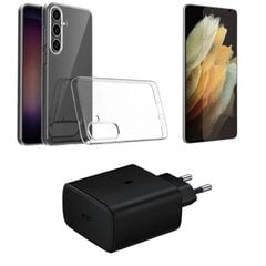 Зарядное устройство USB-C Super Fast Charge 45W PD, прозрачный корпус, защитное стекло экрана Samsung Galaxy S24 Plus Starter Pack Super Fast Charge цена и информация | Зарядные устройства для телефонов | pigu.lt