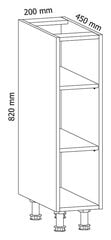 Spintelė Royal D20P, 82x20x45 cm, balta kaina ir informacija | Virtuvinės spintelės | pigu.lt