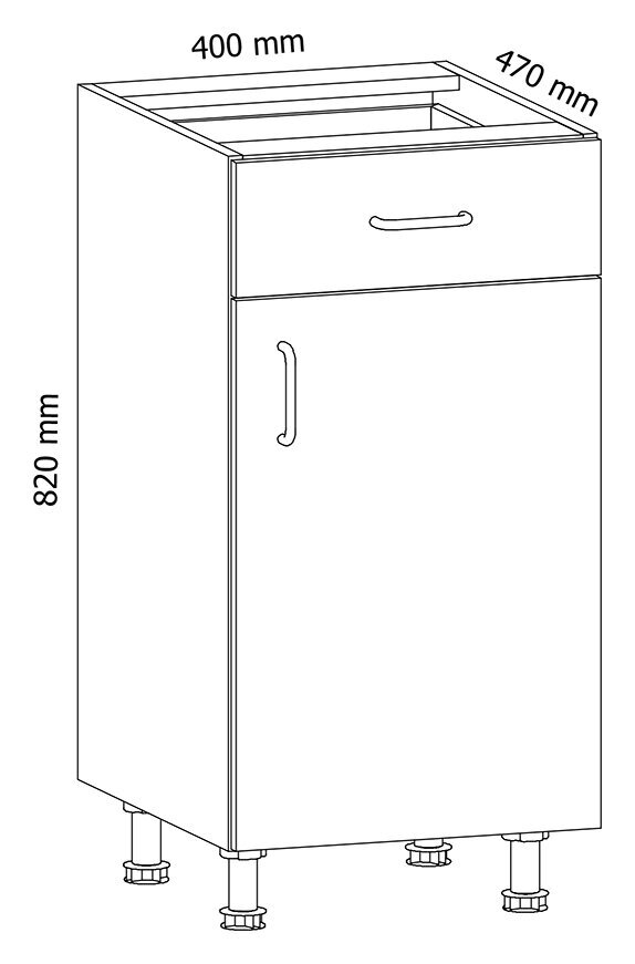 Spintelė Royal D40S1, 82x40x47 cm, balta kaina ir informacija | Virtuvinės spintelės | pigu.lt