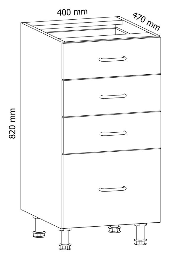 Spintelė Royal D40S4, 82x40x47 cm, balta kaina ir informacija | Virtuvinės spintelės | pigu.lt