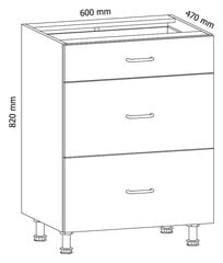 Spintelė Royal D60S3, 82x60x47 cm, balta kaina ir informacija | Virtuvinės spintelės | pigu.lt