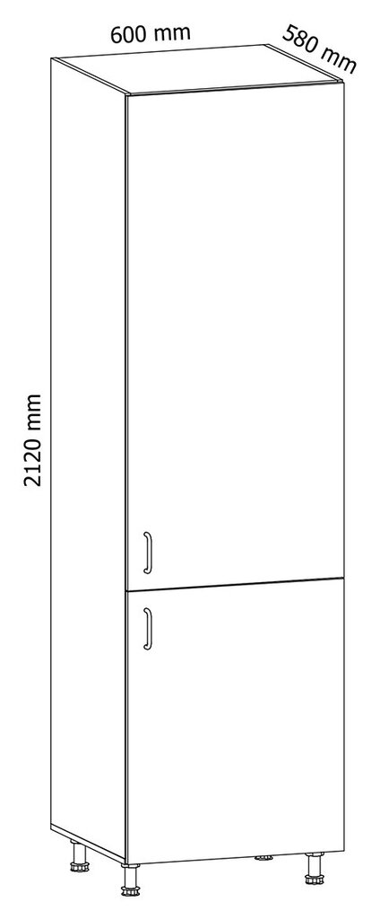 Spintelė Royal D60ZL, 212x60x58 cm, balta kaina ir informacija | Virtuvinės spintelės | pigu.lt