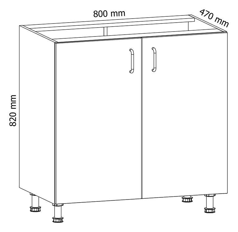 Spintelė Royal D80, 82x80x47 cm, balta kaina ir informacija | Virtuvinės spintelės | pigu.lt