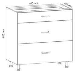 Spintelė Royal D80S3, 82x80x47 cm, balta kaina ir informacija | Virtuvinės spintelės | pigu.lt