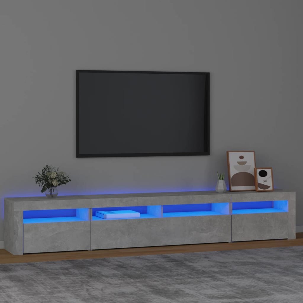 Tv spintelė su led apšvietimu, betono pilka, 240 x 35 x 40 cm kaina ir informacija | TV staliukai | pigu.lt