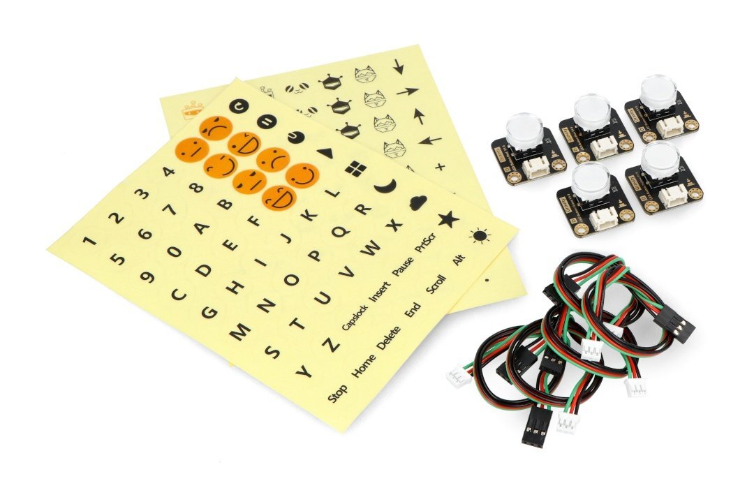 LED mygtukai DFRobot DFR0785, 5 vnt kaina ir informacija | Elektros jungikliai, rozetės | pigu.lt