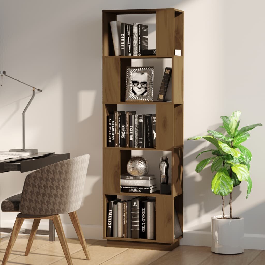 Spintelė knygoms/kambario pertvara, ruda, 51x25x163,5cm, pušis kaina ir informacija | Lentynos | pigu.lt