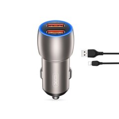 XO car charger CC52 QC 36W 2x USB gray + Lightning cable цена и информация | Зарядные устройства для телефонов | pigu.lt