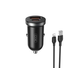 XO car charger CC56 PD 30W QC 1x USB 1x USB-C black + USB - Lightning cable цена и информация | Зарядные устройства для телефонов | pigu.lt