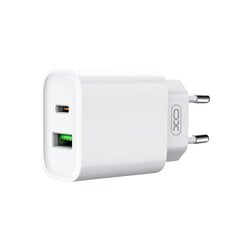 XO wall charger CE02A PD 20W QC 3.0 18W 1x USB 1x USB-C white + USB-C – USB-C cable цена и информация | Зарядные устройства для телефонов | pigu.lt