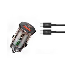 XO Clear car charger CC50 PD 30W QC 24W 1x USB 1x USB-C brown + USB-C - USB-C cable цена и информация | Зарядные устройства для телефонов | pigu.lt