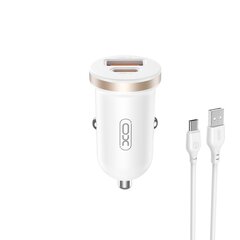 XO car charger CC56 PD 30W QC 1x USB 1x USB-C white + USB - USB-C cable цена и информация | Зарядные устройства для телефонов | pigu.lt