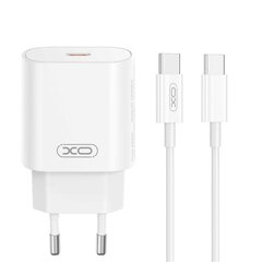 XO wall charger CE25 PD 25W 1x USB-C white + cable USB-C - USB-C цена и информация | Зарядные устройства для телефонов | pigu.lt