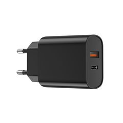 WIWU wall charger Wi-U002 PD + QC 20W 1x USB 1x USB-C black цена и информация | Зарядные устройства для телефонов | pigu.lt