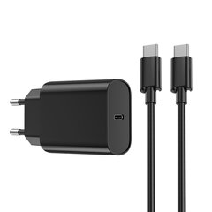 WIWU wall charger Wi-U001 PD 20W 1x USB-C black + cable USB-C - USB-C цена и информация | Зарядные устройства для телефонов | pigu.lt