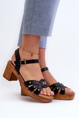 Heel sandals Step in style, black M1136549 цена и информация | Женские босоножки | pigu.lt