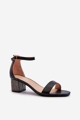 Heel sandals Step in style, black M1133684 цена и информация | Женские босоножки | pigu.lt