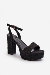 Heel sandals Step in style, black M1124779 цена и информация | Женские босоножки | pigu.lt