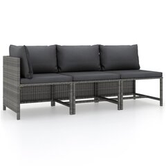 Lauko sofa vidaXL, 3 dalių, pilka цена и информация | Садовые стулья, кресла, пуфы | pigu.lt