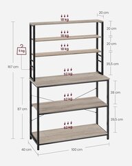 Virtuvės lentyna Vasagle KKS039K02, juoda/ruda цена и информация | Полки | pigu.lt