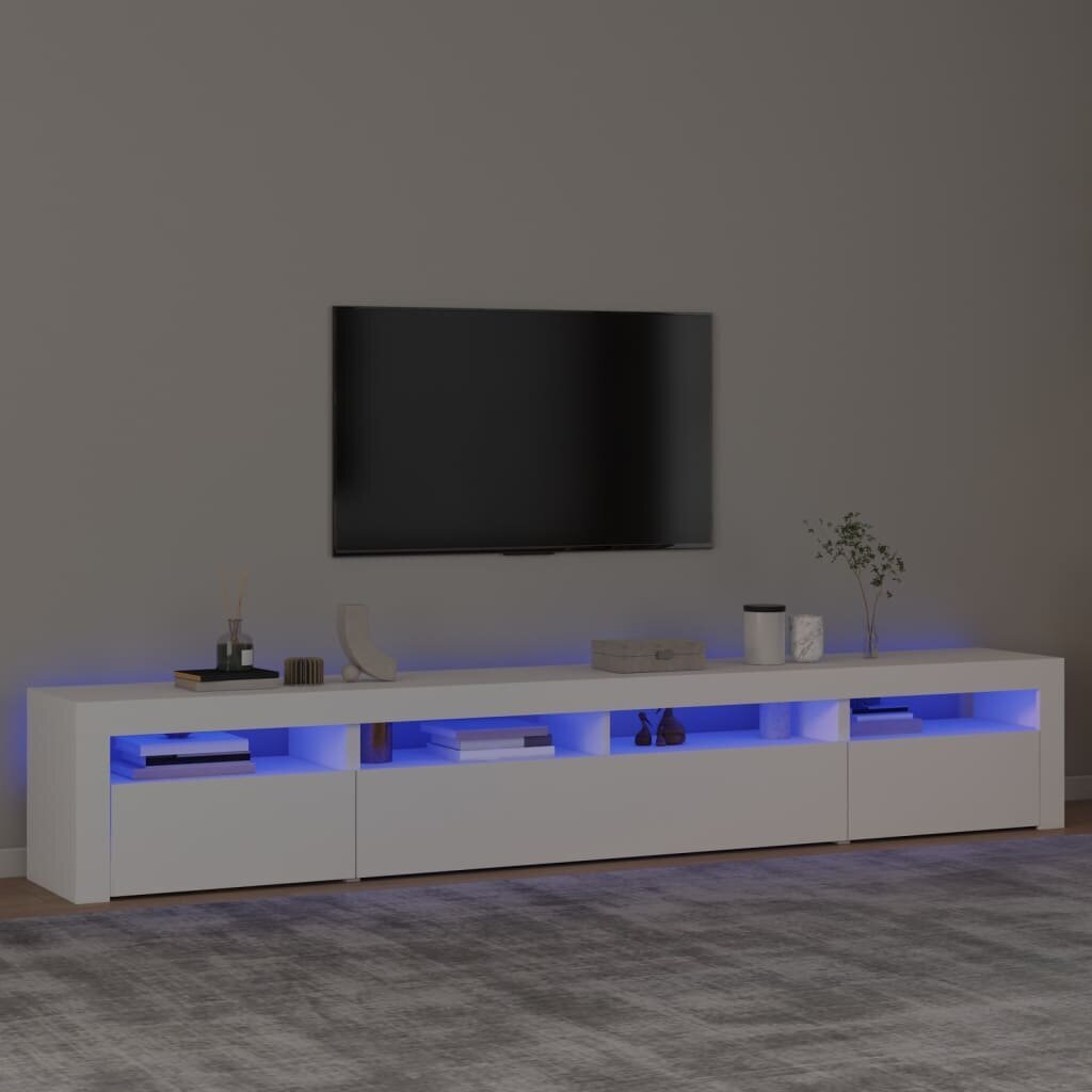 Televizoriaus spintelė su led apšvietimu, balta, 240 x 35 x 40 cm kaina ir informacija | TV staliukai | pigu.lt