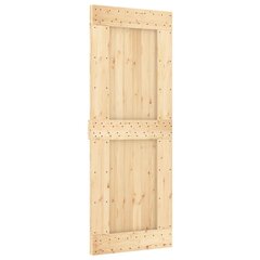 vidaXL Stumdomos durys su įrangos rinkiniu, 80x210cm, pušies masyvas kaina ir informacija | Vidaus durys | pigu.lt