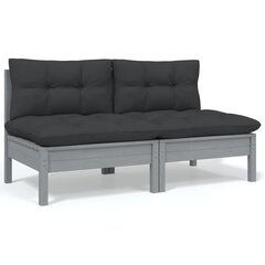 Dvivietė sodo sofa su pagalvėlėmis, pilka цена и информация | Садовые стулья, кресла, пуфы | pigu.lt