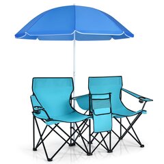 Комплект складных туристических стульев-зонтик Costway, бирюзовый цена и информация | Туристическая мебель | pigu.lt