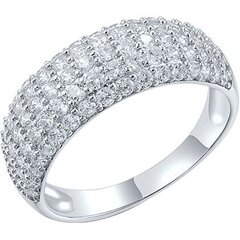 Sidabrinis žiedas moterims su baltu kubiniu cirkoniu Sokolov цена и информация | Кольца | pigu.lt