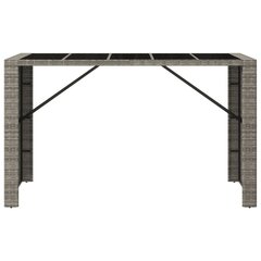 vidaXL Stalas su stikliniu stalviršiu, pilkas, 185x80x110cm, ratanas цена и информация | Садовые столы, столики | pigu.lt