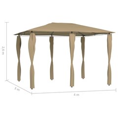 Pavėsinė su stulpų uždangalais, taupe, 3x4x2,6m, 160g/m² цена и информация | Беседки, навесы, тенты | pigu.lt