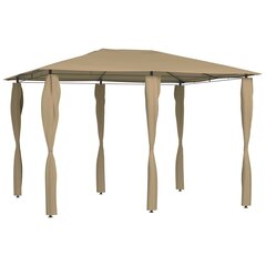 Pavėsinė su stulpų uždangalais, taupe, 3x4x2,6m, 160g/m² kaina ir informacija | Pavėsinės | pigu.lt