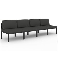 vidaXL Keturvietė sodo sofa su pagalvėlėmis, antracito, aliuminis цена и информация | Комплекты уличной мебели | pigu.lt