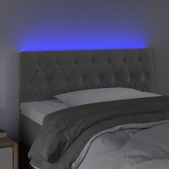 Galvūgalis su LED vidaXL, Aksomas, 100x7x78/88cm, šviesiai pilka цена и информация | Кровати | pigu.lt