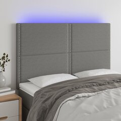 Galvūgalis su LED, Audinys, 144x5x118/128cm, tamsiai pilka цена и информация | Кровати | pigu.lt